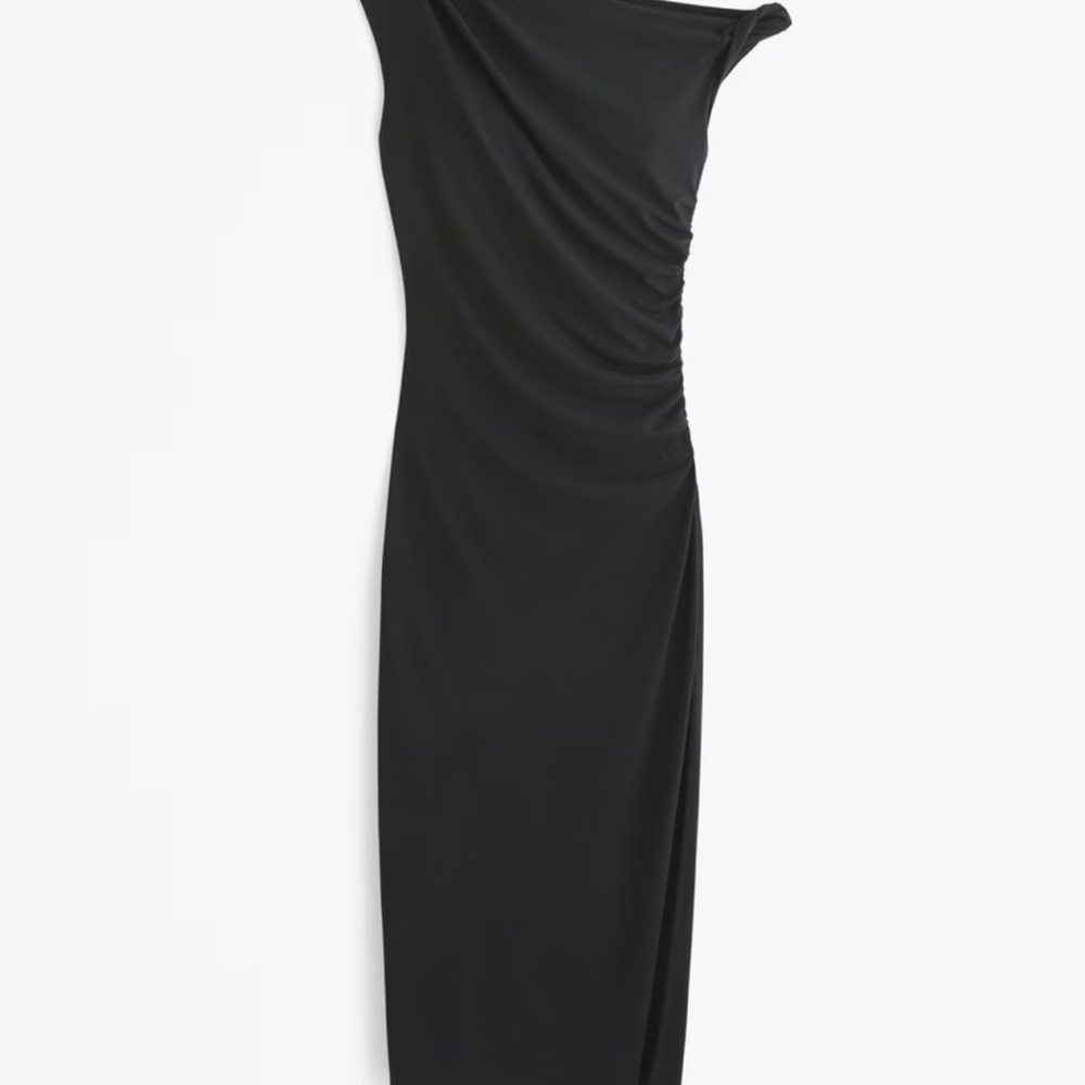 NWT Abercrombie & Fitch Elegant Black Asymmetrical Draped Maxi Dress